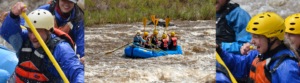 Three images side-by-side of Bighorn Sheep Canyon Rafting in Colorado