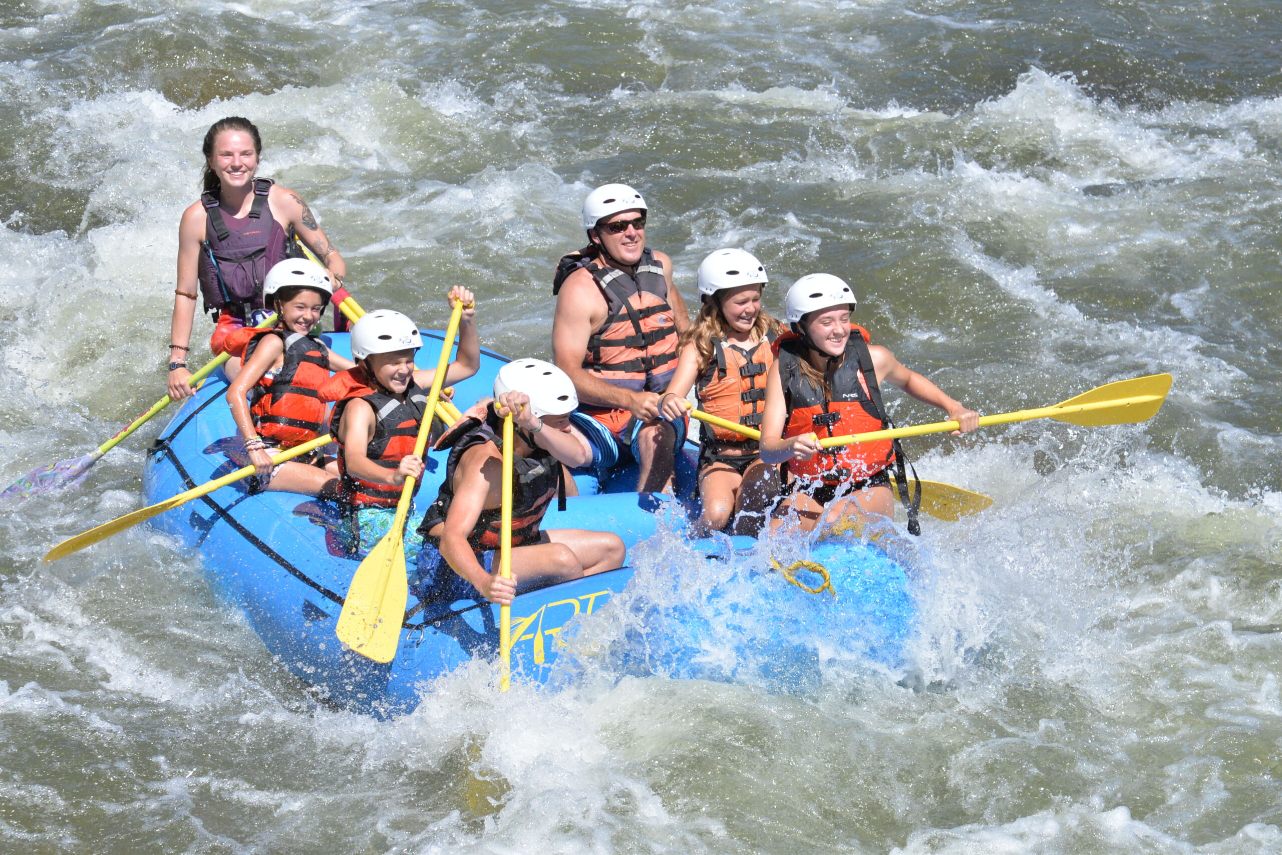 A group on a raft trip to Arkansas River Tours
