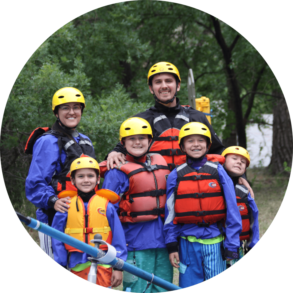 Family on private rafting trip