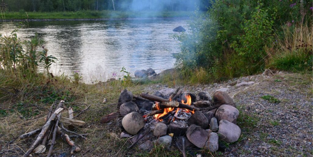 campfire by the river