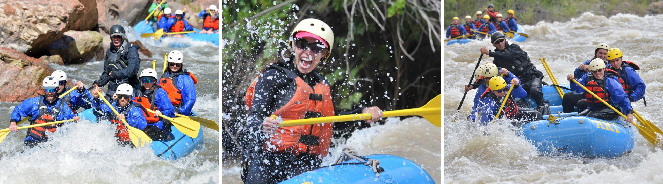 collage of early season rafting in colorado