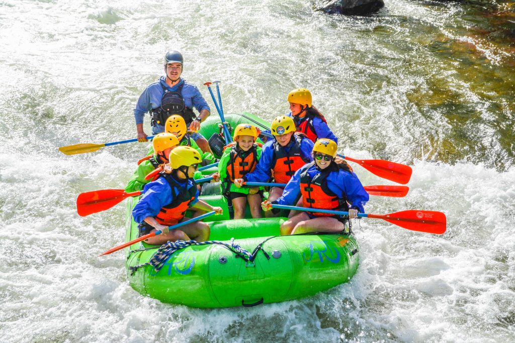 A family rafting on Clear Creek in Colorado near Denver