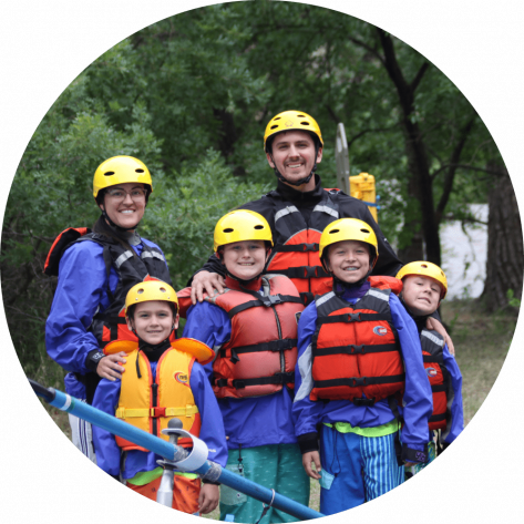 Family smiles before arkansas river trip