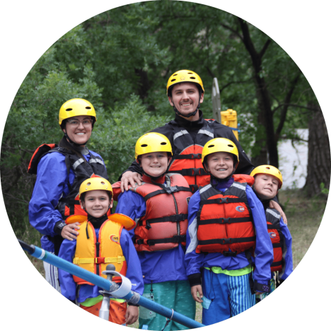 Family smiles before arkansas river trip